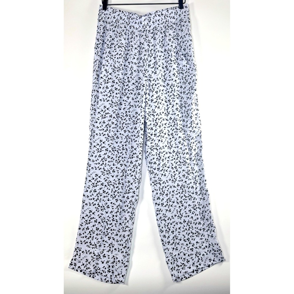 GANNI Pants Women EU 38 US 6 Blue Black Ecovero Viscose Straight Leg Botanical